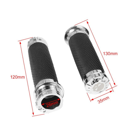 Universal CNC Aluminum & Rubber Motorcycle Handlebar Grips – 1 Inch