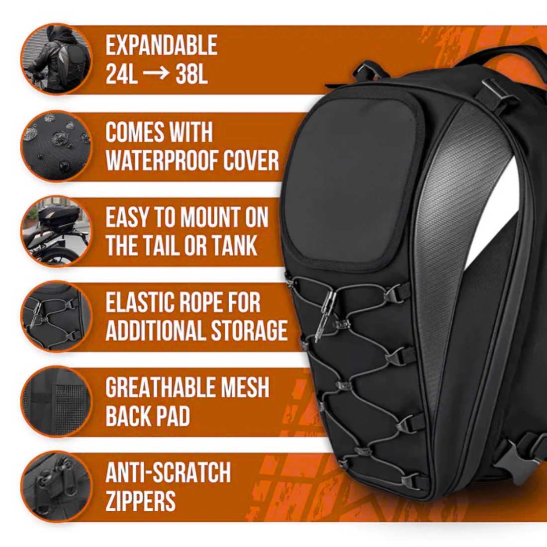 2-in-1 Motorcycle Tail Bag