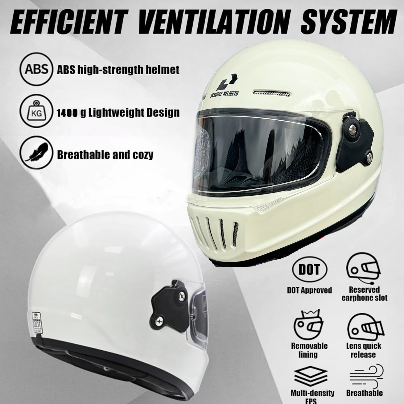 BikerZoneZ RetroRide Full Face Helmet - DOT Approved