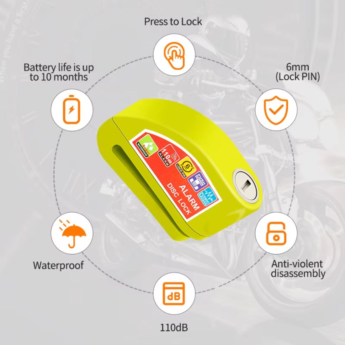 Motorcycle Alarm Disc Brake Lock
