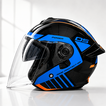 BikerZoneZ Dual Visor Modular Open Face Helmet - DOT Certified