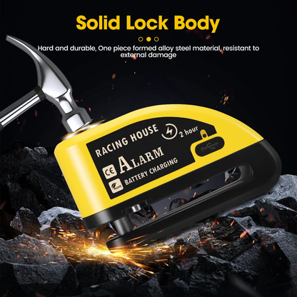 BikerZoneZ Guardian Lock — Rechargeable Alarm Disc Lock