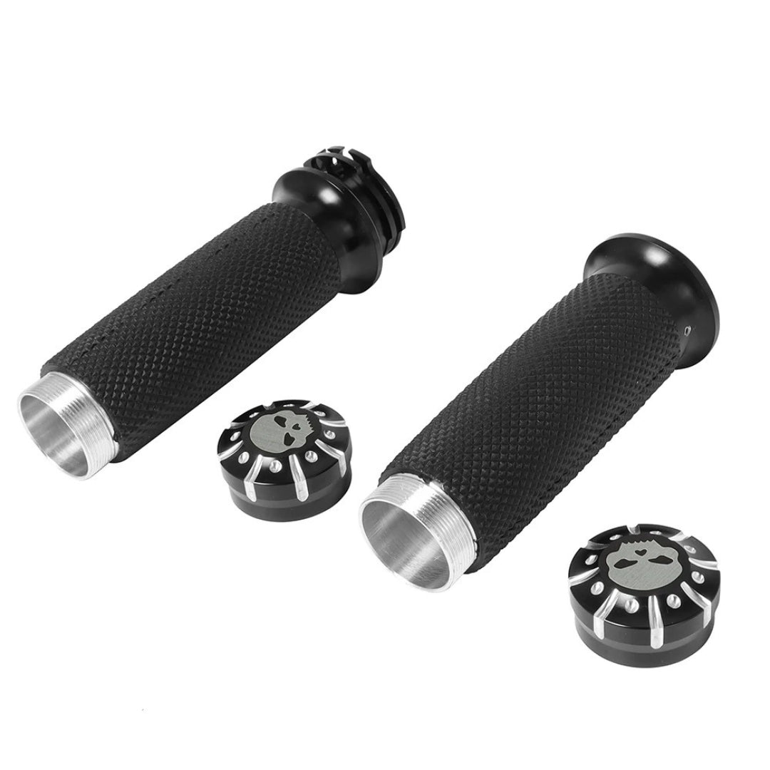 Universal CNC Aluminum & Rubber Motorcycle Handlebar Grips – 1 Inch