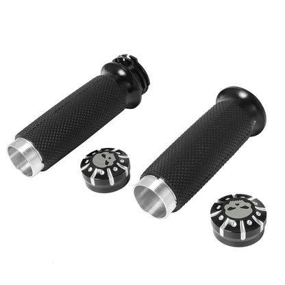 Universal CNC Aluminum & Rubber Motorcycle Handlebar Grips – 1 Inch