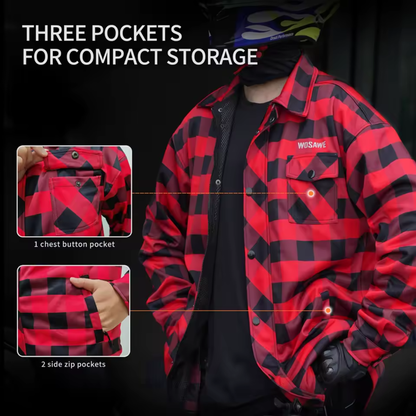 Vintage Armored Flannel Motorcycle Jacket - CE Certified Armor