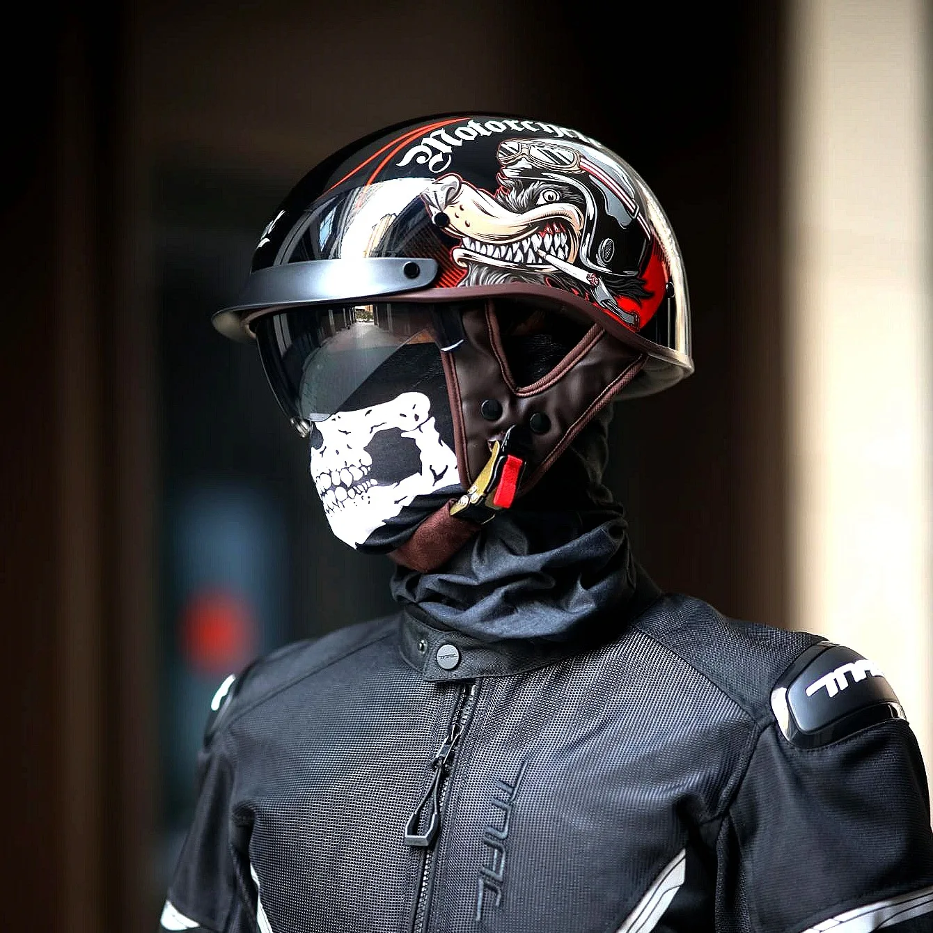 Old School Rider Half-Face Helmet - DOT Approved