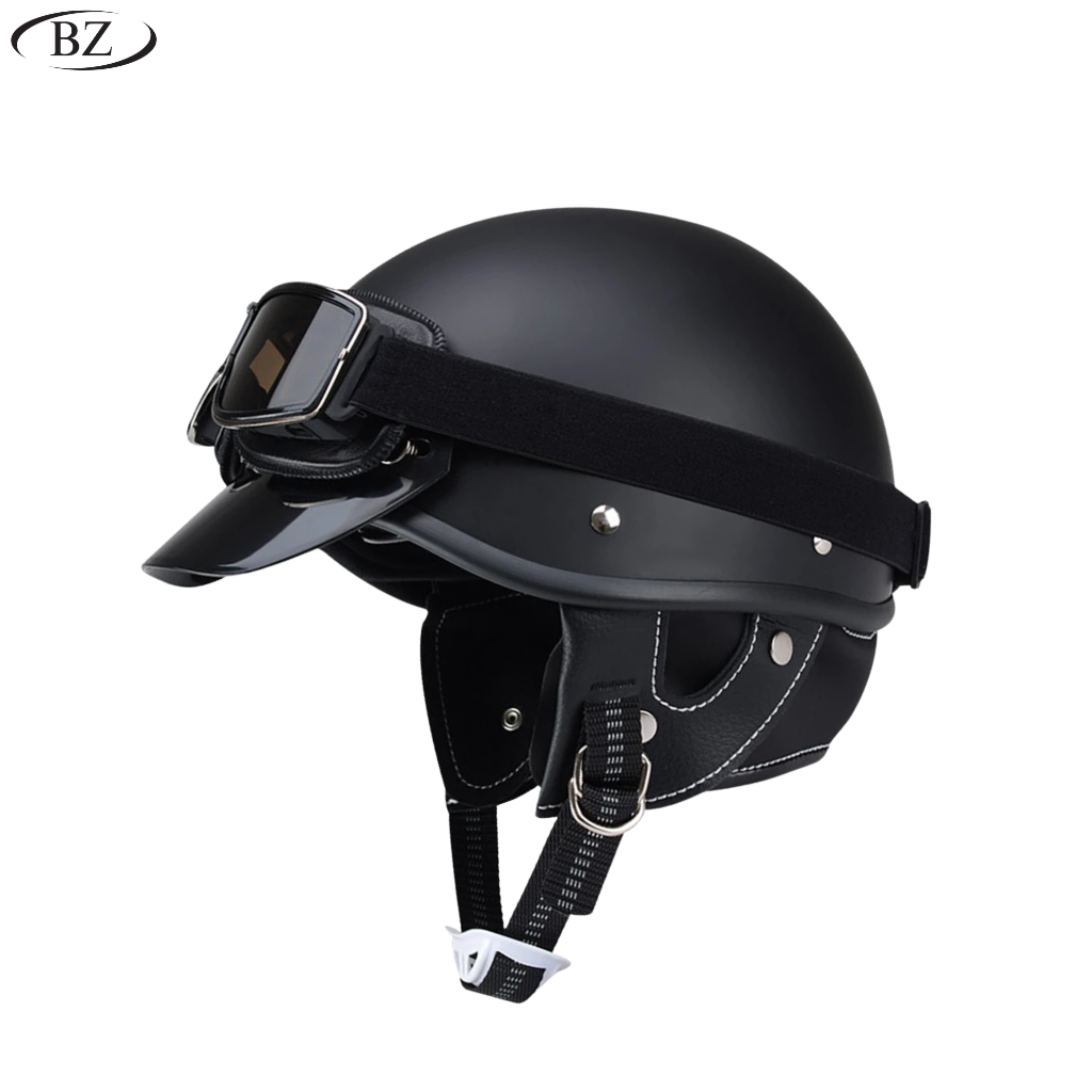 Premium Vintage Half Helmet – DOT & ECE Approved Motorcycle Helmet with Visor