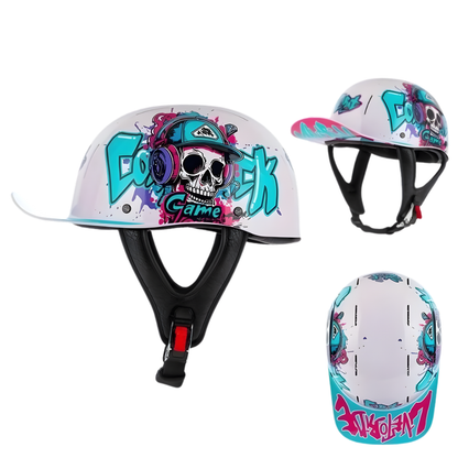 Retro Biker Half Helmet – Lightweight Skull Cap for Cruiser Riders