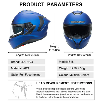 BikerZoneZ SafeRide Pro Full Face Helmet - DOT & ECE Approved