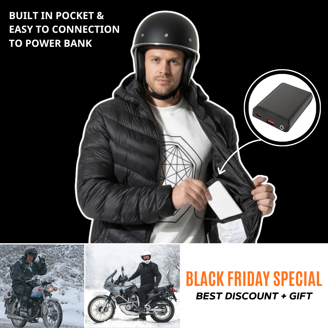 BikerZoneZ™ Multi-level Heated Puffer Jacket | 360° Warmth Technology
