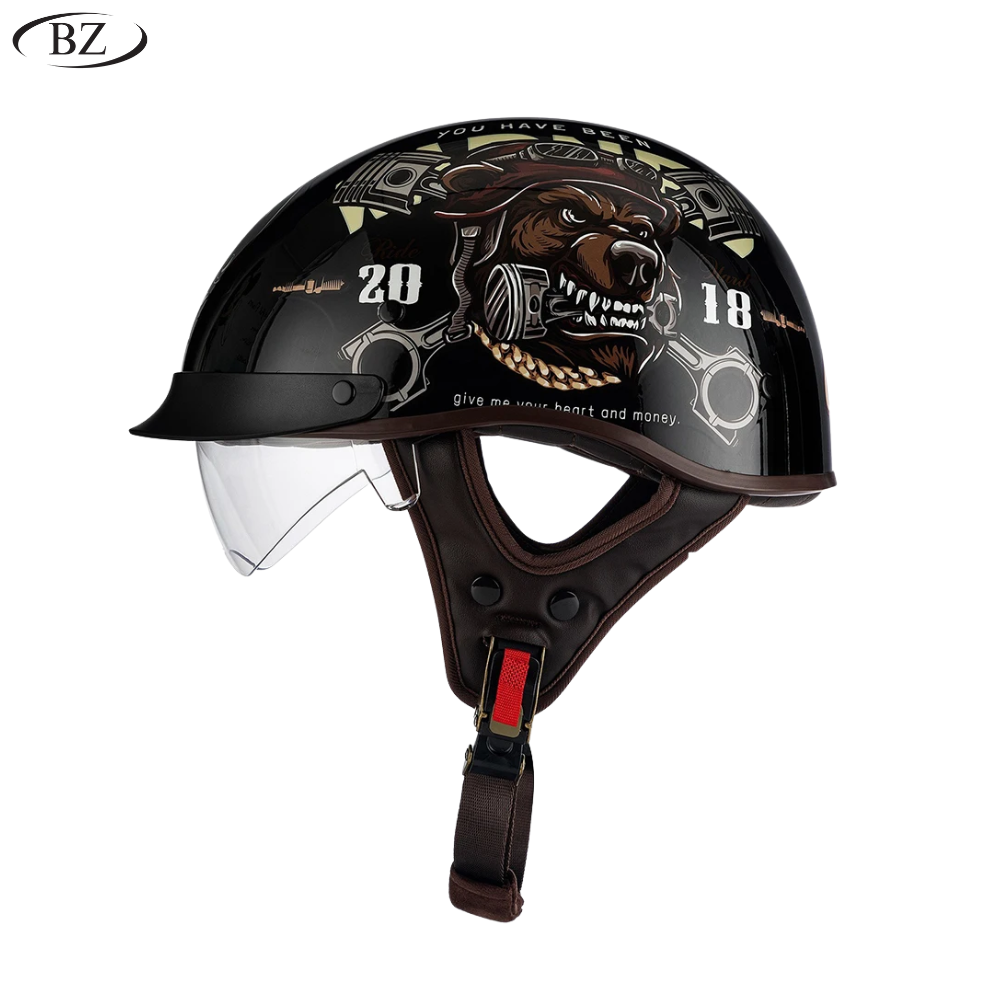 Old School Rider Half-Face Helmet - DOT Approved