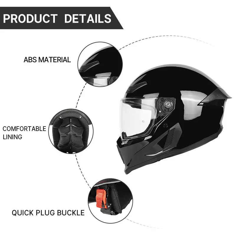 BikerZoneZ Shadow Rider Full Face Helmet – DOT & ECE Approved