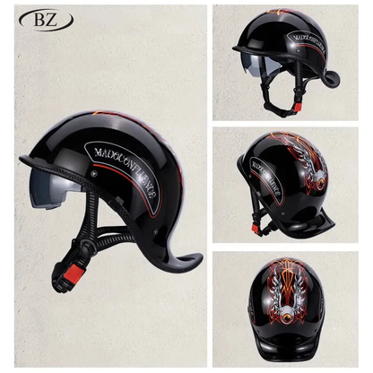 Minimalist Retro Shell-Shaped Half-Face Helmet