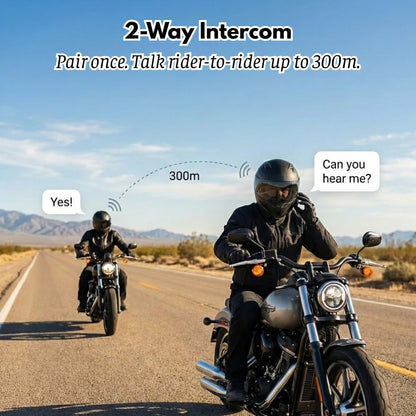 P10 2X Motorcycle Helmet Intercom (2-Rider, 300m, IPX6, BT 5.3)