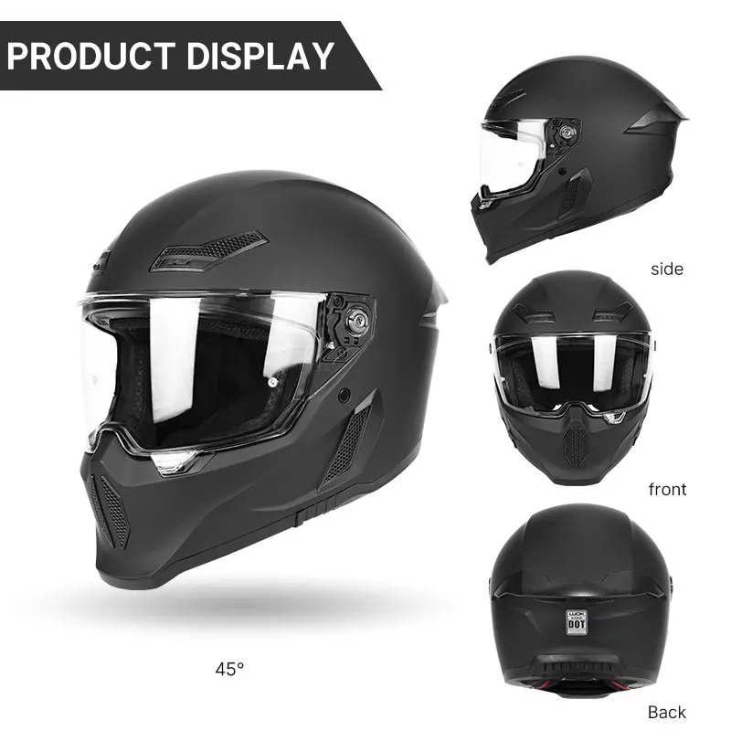 BikerZoneZ Shadow Rider Full Face Helmet – DOT & ECE Approved