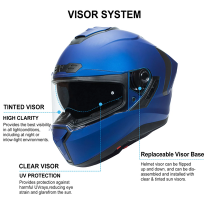 BikerZoneZ SafeRide Pro Full Face Helmet - DOT & ECE Approved