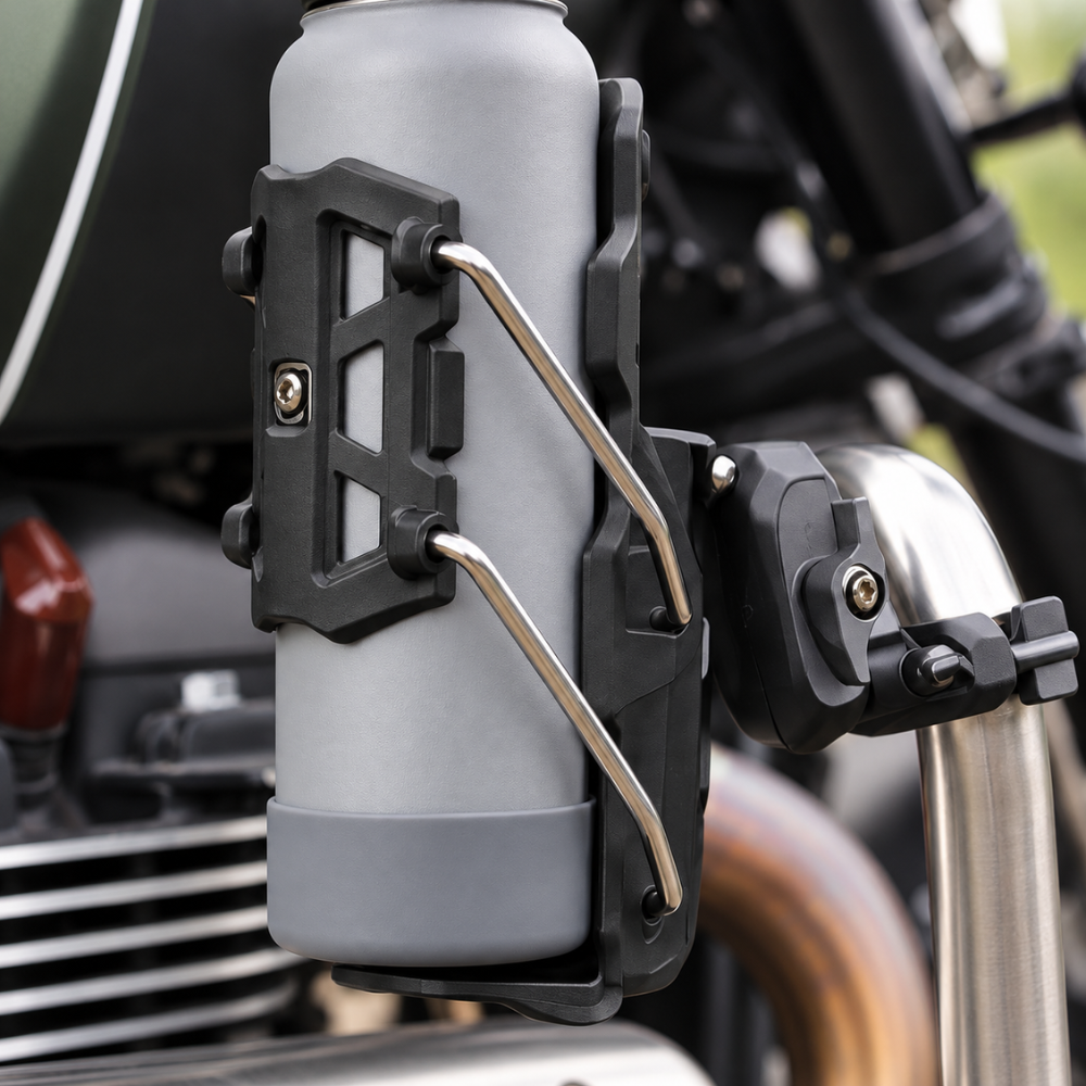 BikerZoneZ Adjustable Motorcycle Water Bottle Holder
