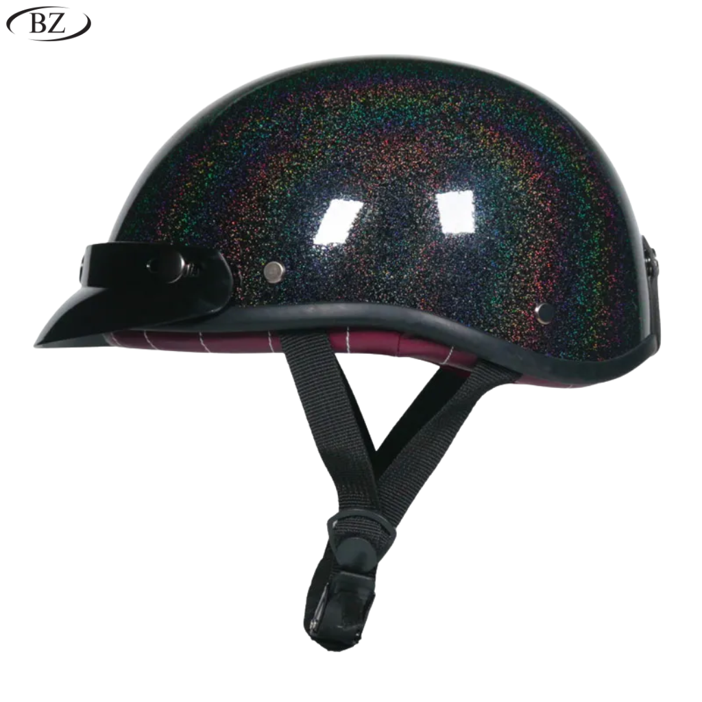 BikerZoneZ Vintage Half Helmet – DOT Approved | Unisex 4-Season Riding