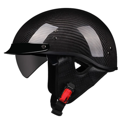 Vintage Carbon Fiber Half Helmet - DOT & ECE Approved