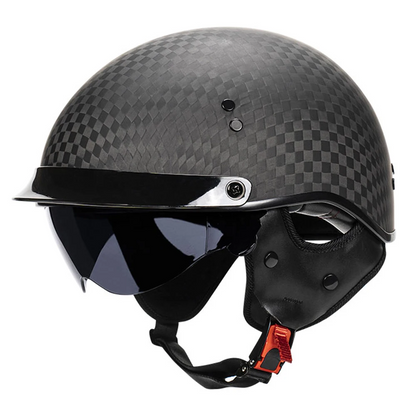 Vintage Carbon Fiber Half Helmet - DOT & ECE Approved