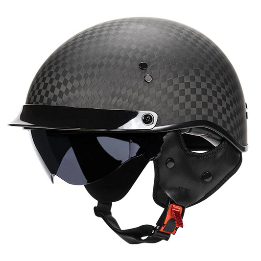 Vintage Carbon Fiber Half Helmet - DOT & ECE Approved
