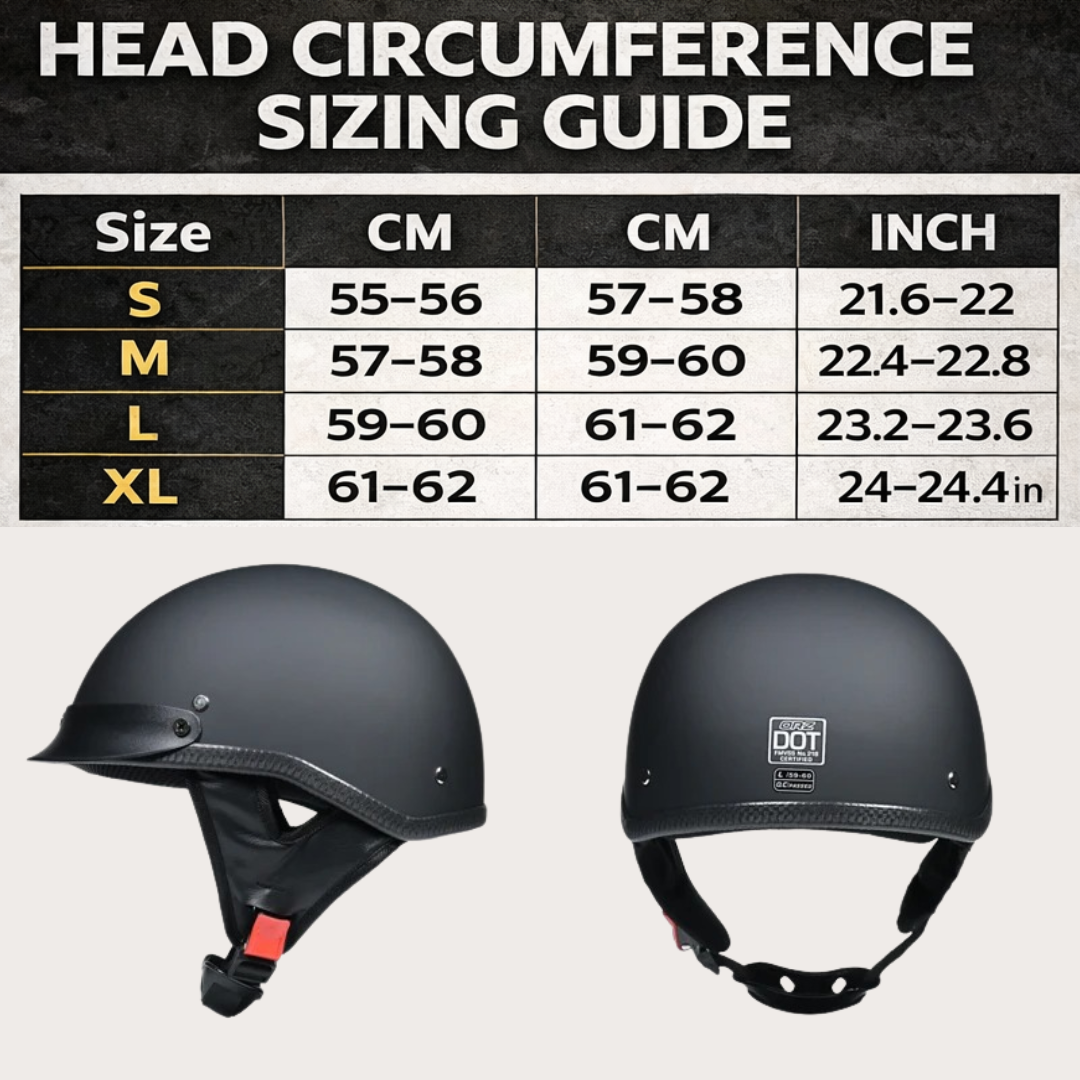 Low Profile Cruiser Half Helmet - DOT and ECE Approved