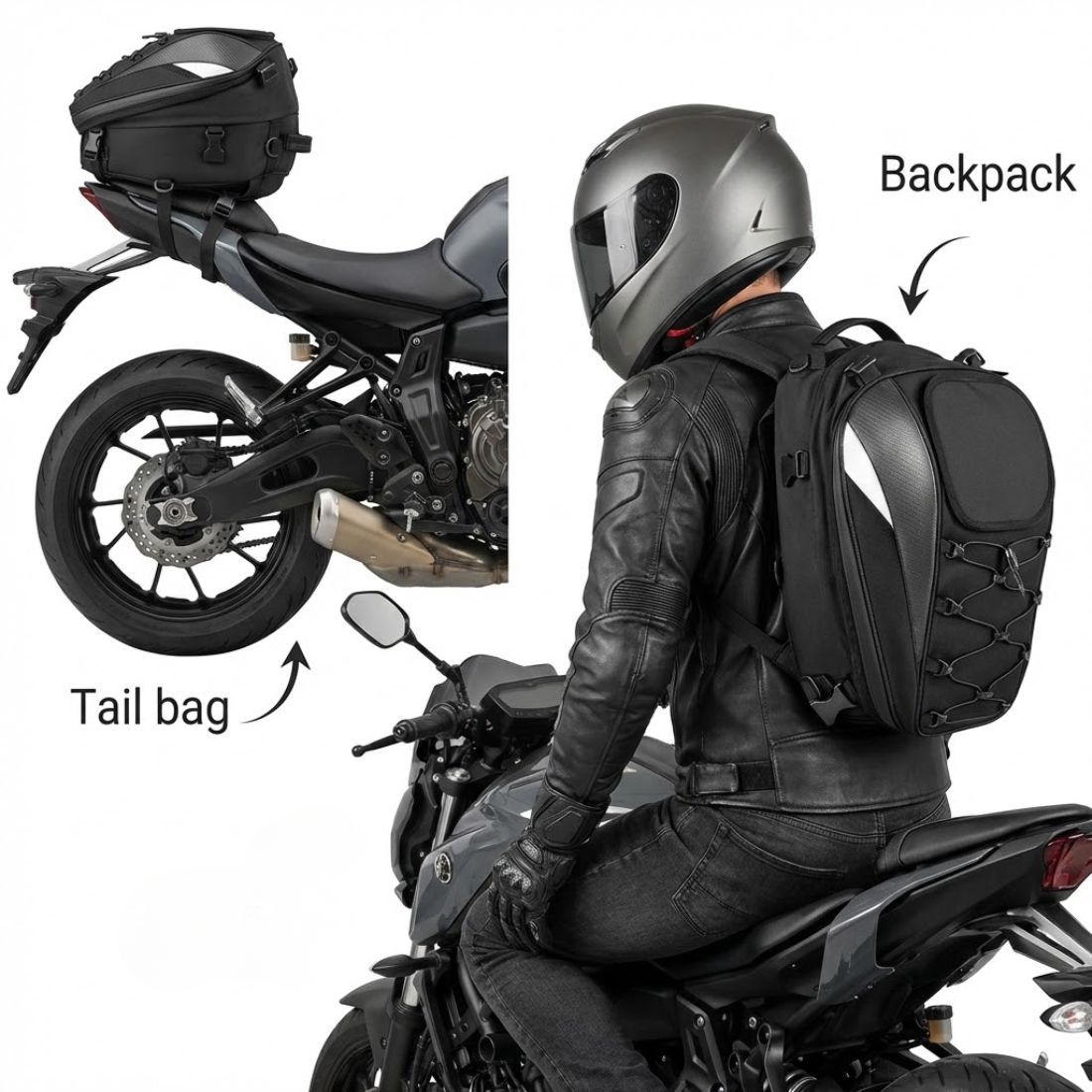 2-in-1 Motorcycle Tail Bag