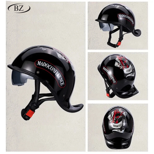 Minimalist Retro Shell-Shaped Half-Face Helmet
