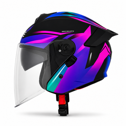 BikerZoneZ Dual Visor Modular Open Face Helmet - DOT Certified
