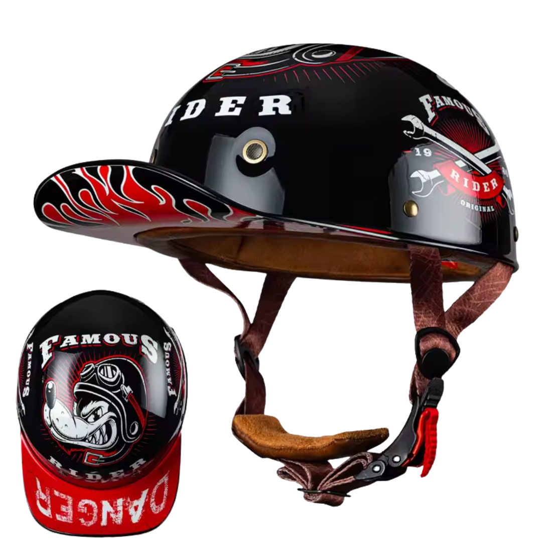 Retro 90s Half Helmet – Vintage Street Rider Style – BikerZoneZ