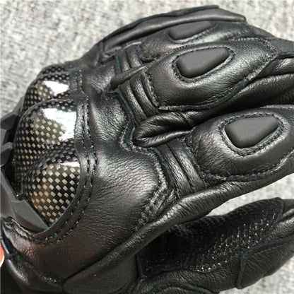 BikerZonez™  Armored Leather Riding Gloves – Carbon Knuckle Protection