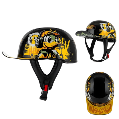 Retro Biker Half Helmet – Lightweight Skull Cap for Cruiser Riders