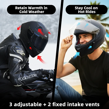 BikerZoneZ Standard Full Face Helmet - DOT & ECE Approved