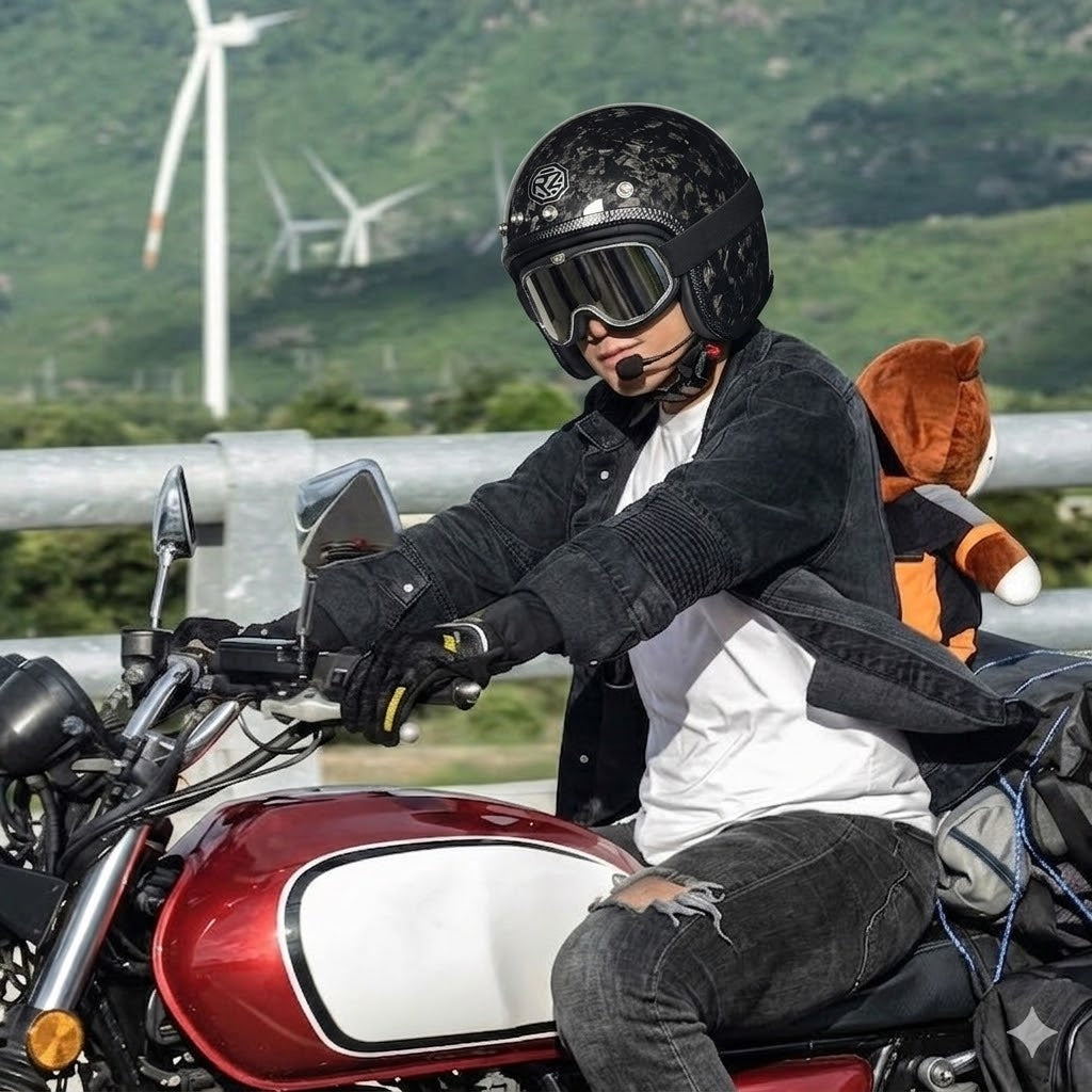 The Street King Carbon Open-Face Helmet – DOT & ECE Approved