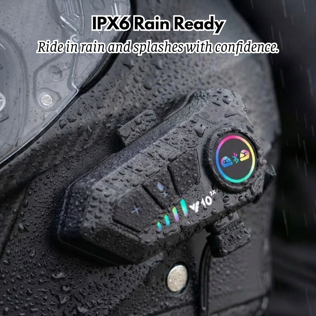 P10 2X Motorcycle Helmet Intercom (2-Rider, 300m, IPX6, BT 5.3)