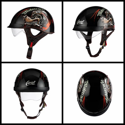 Old School Rider Half-Face Helmet - DOT Approved