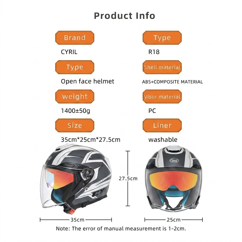 IronRide Open Face Dual Visor Helmet –  DOT Certified