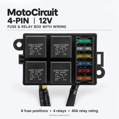 BikerZonez MotoCircuit 6-Way Fuse & Relay Box
