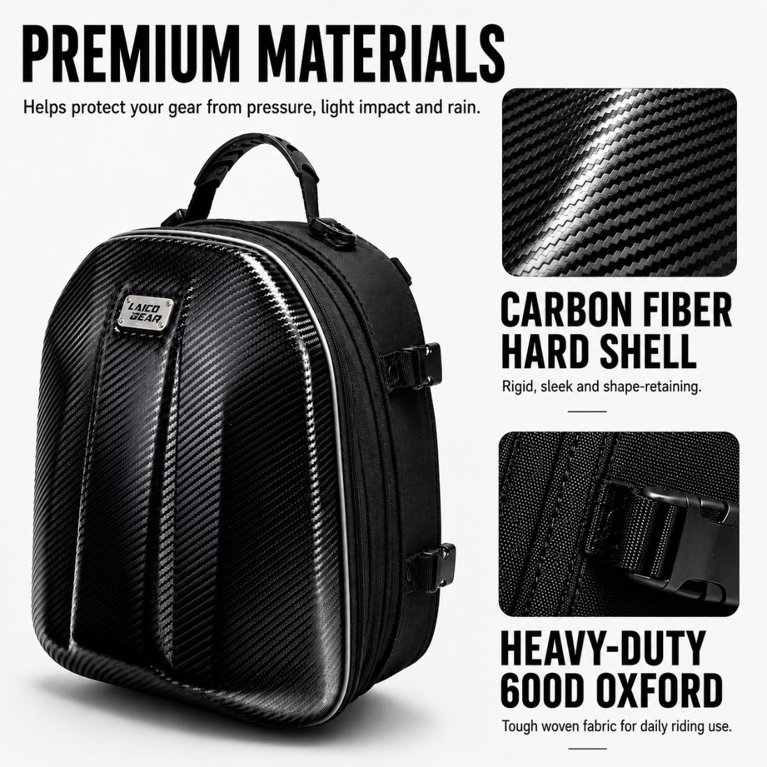 BikerZonez Carbon Fiber 3-in-1 Motorcycle Tail Bag