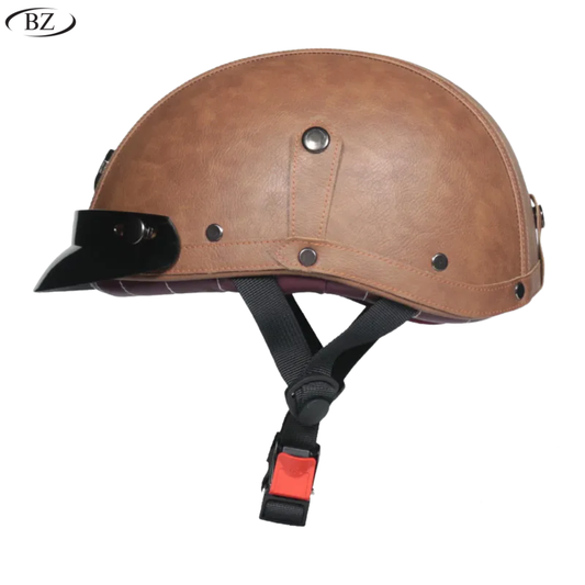 BikerZoneZ Vintage Half Helmet – DOT Approved | Unisex 4-Season Riding