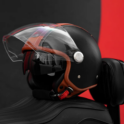 Retro Jet 3/4 Helmet – Open Face Dual Visor DOT/ECE Approved