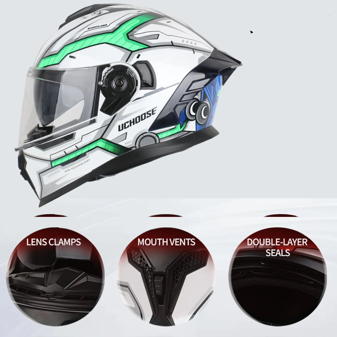 BikerZoneZ Flip-Up Motorcycle Helmet - DOT Certification