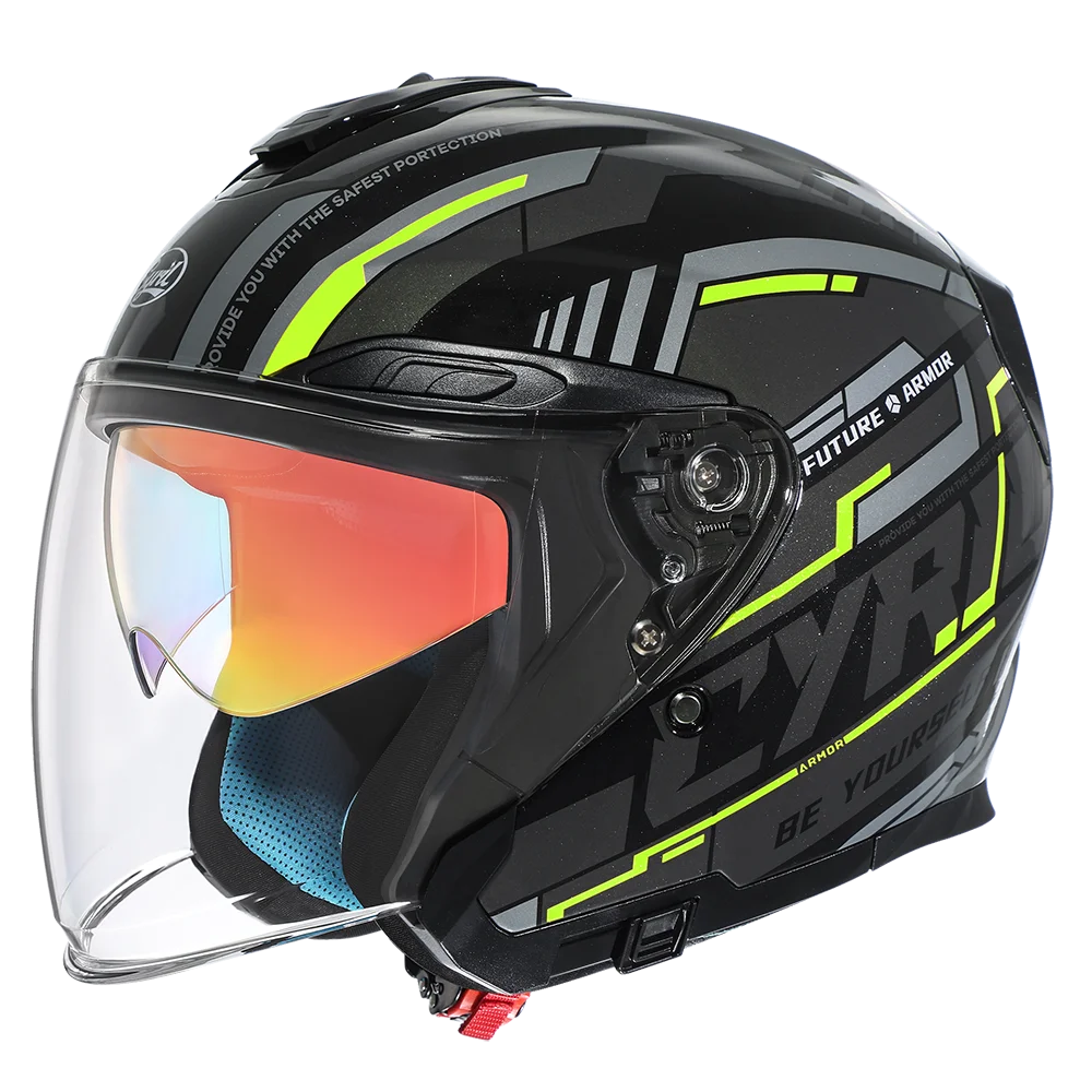 IronRide Open Face Dual Visor Helmet –  DOT Certified
