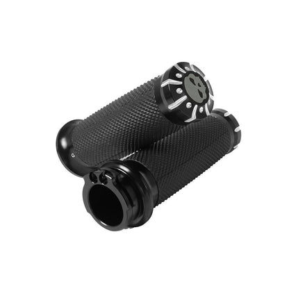 Universal CNC Aluminum & Rubber Motorcycle Handlebar Grips – 1 Inch