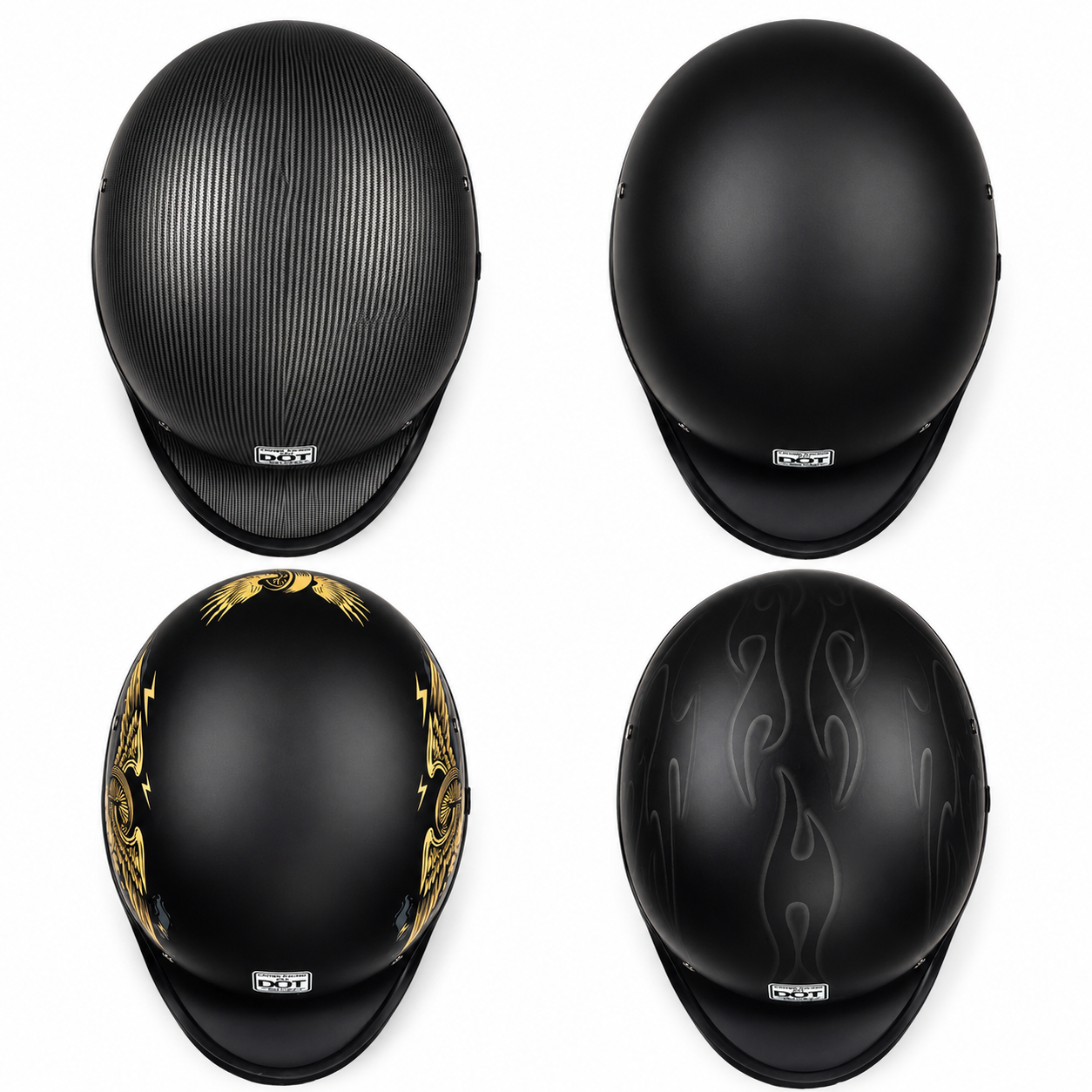 BikerZoneZ™ Street Half Helmet - DOT Approved