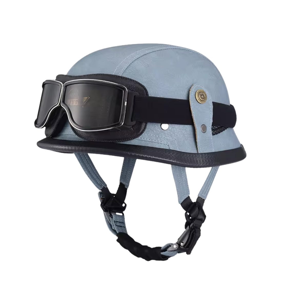 Retro German Leather Half Helmet Motorcycle - DOT Certification