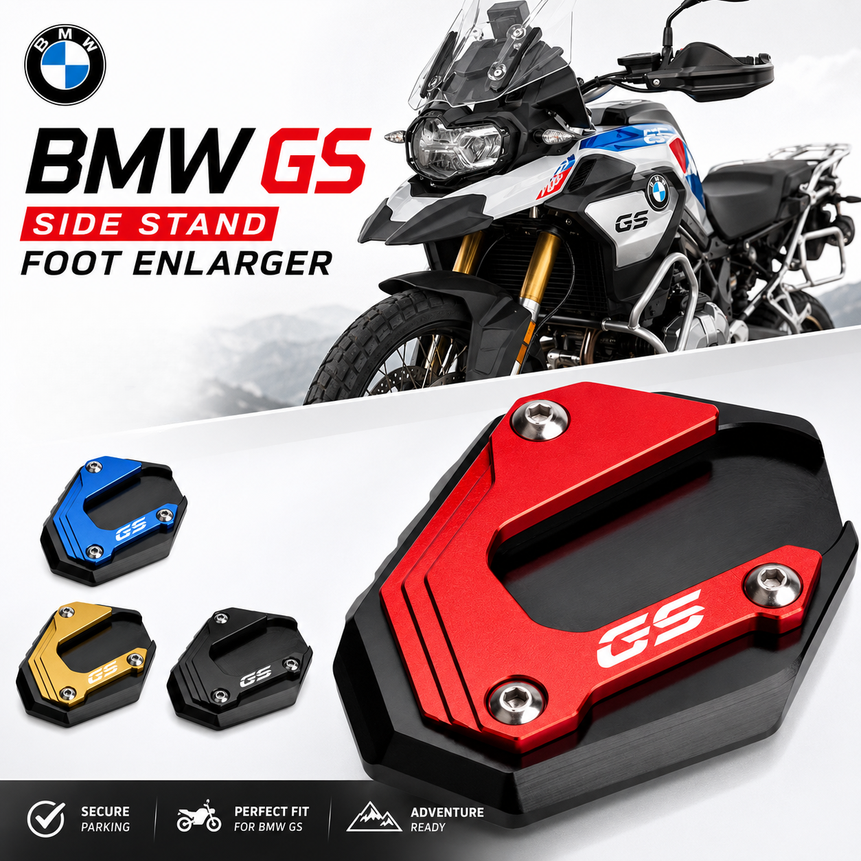 BikerZoneZ Motorcycle Kickstand Pad BMW