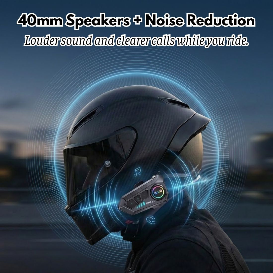 P10 2X Motorcycle Helmet Intercom (2-Rider, 300m, IPX6, BT 5.3)