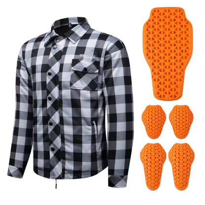 Vintage Armored Flannel Motorcycle Jacket - CE Certified Armor