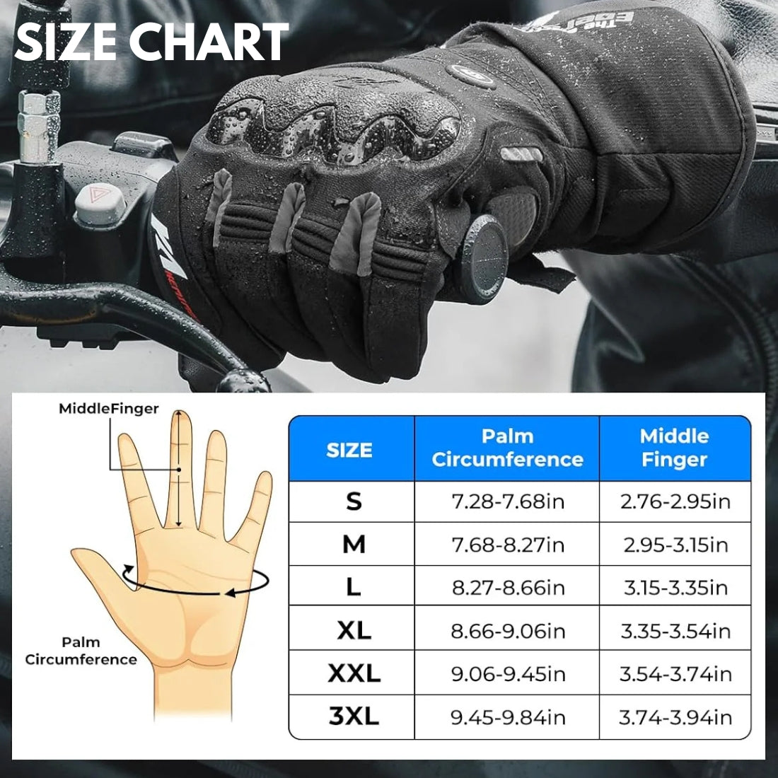 Heated Waterproof Winter Motorcycle Gloves | CE Approved